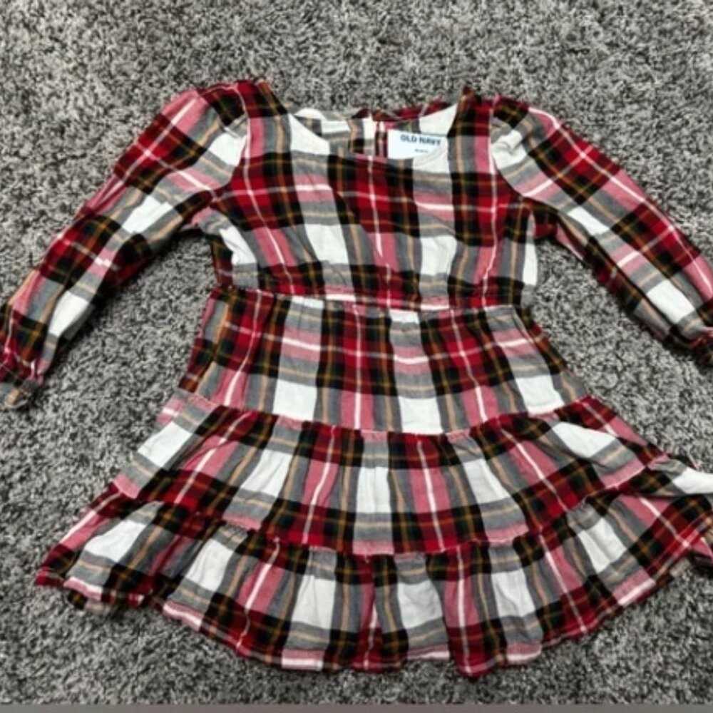 Old Navy Kids Plaid Casual Dress - Red and Black